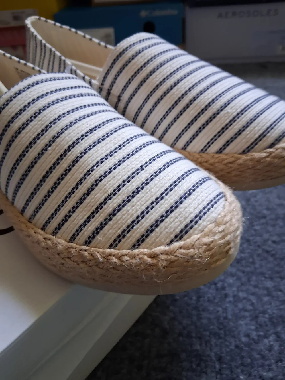 Esprit Striped Canvas Espadrilles - Navy & Cream